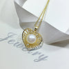 Pearl Jewelry Copper Freshwater Pearl Cut Out Heart Pendant Necklace