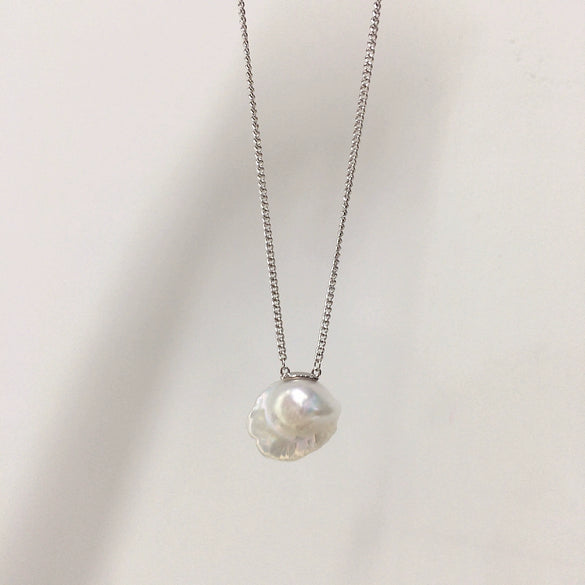 Pearl Jewelry Fishtail Baroque Natural Freshwater Pearl Pendant Cuban Necklace Copper Alien Shape