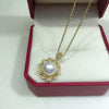 Pearl Jewelry Freshwater Sun Flower Pendant Necklace Copper Material Gold Colorpreserving