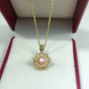 Pearl Jewelry Freshwater Sun Flower Pendant Necklace Copper Material Gold Colorpreserving