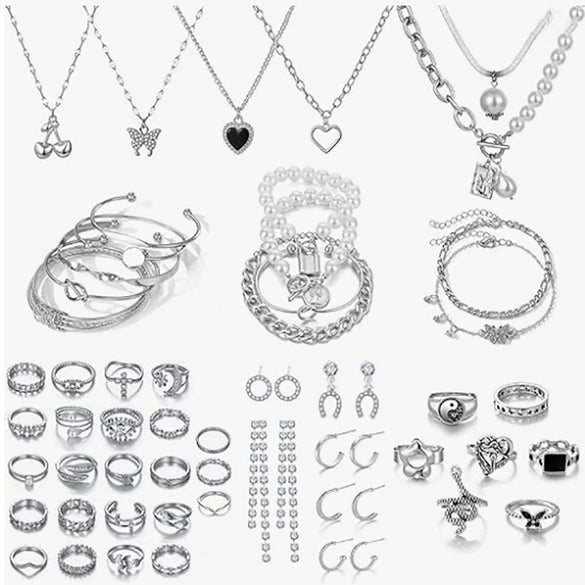 Pearl Jewelry Set Mixed Materials Heart Water Drop Bell Pattern Highend Style Set With Diamonds