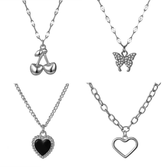 Pearl Jewelry Set Mixed Materials Heart Water Drop Bell Pattern Highend Style Set With Diamonds