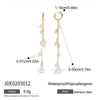 Pearl Long Tassel Titanium Steel Geometric Earrings With Electroplating Design For Women
