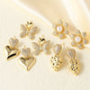 Pearl Love Butterfly Flower Pendant Earrings Copper Electroplated Heart Shape