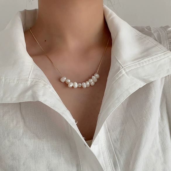 Pearl Natural Geometric Ball Chain Clavicle Necklace Accessories