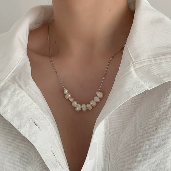 Pearl Natural Geometric Ball Chain Clavicle Necklace Accessories
