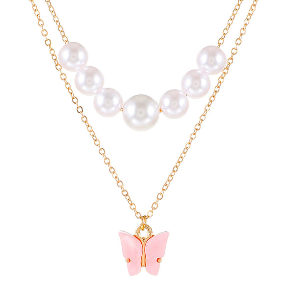 Pearl Necklace Alloy Geometric Chain Electroplating Design