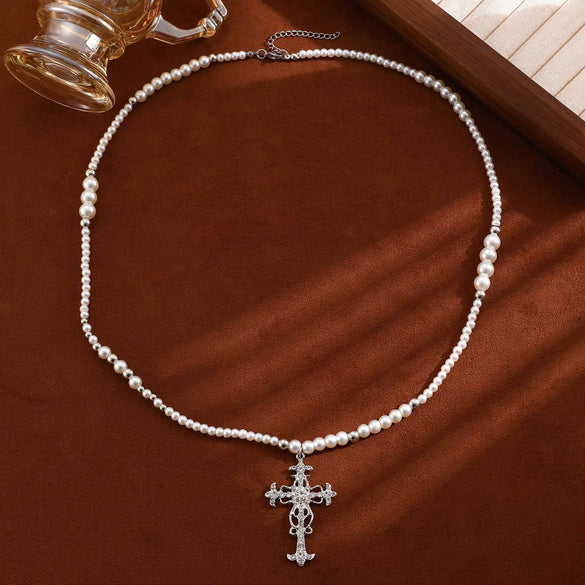 Pearl Necklace Alloy Geometric Chain Electroplating Design