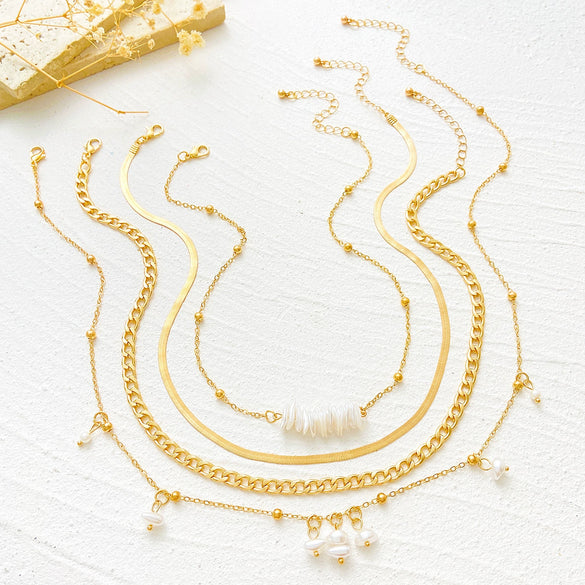 Pearl Necklace Alloy Geometric Chain Electroplating Design