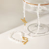 Pearl Necklace And Bracelet Stainless Steel Geometric Style Electroplating For Women