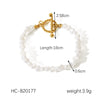 Pearl Necklace And Bracelet Stainless Steel Geometric Style Electroplating For Women