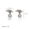 Pearl Necklace And Earrings Geometric Titanium Steel Electroplated 18K Gold Unisex Light Luxury Style