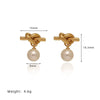 Pearl Necklace And Earrings Geometric Titanium Steel Electroplated 18K Gold Unisex Light Luxury Style