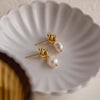 Pearl Necklace And Earrings Geometric Titanium Steel Electroplated 18K Gold Unisex Light Luxury Style