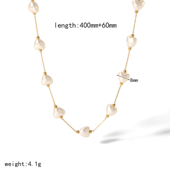 Pearl Necklace And Stainless Steel Bracelet With Star Pattern And Titanium Steel Pendant Electroplating Process For Women