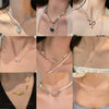 Pearl Necklace For Women Highend Light Luxury Heart Pendant Alloy Electroplating Design