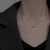 Pearl Necklace For Women Highend Light Luxury Heart Pendant Alloy Electroplating Design