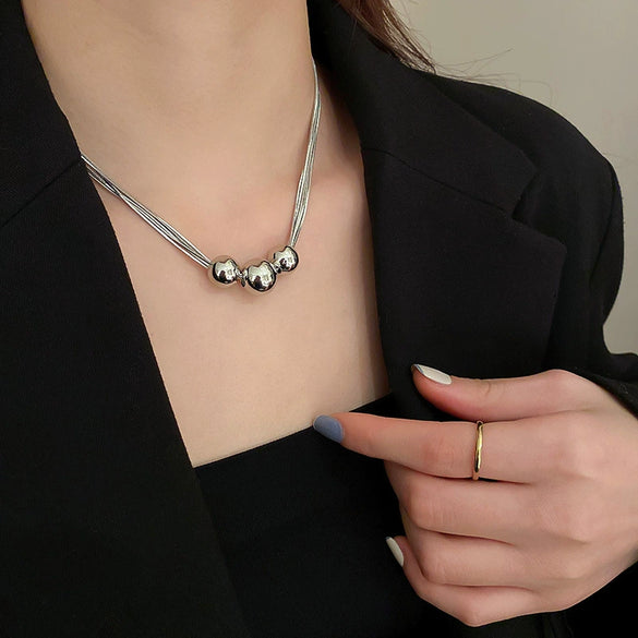 Pearl Necklace For Women Highend Light Luxury Heart Pendant Alloy Electroplating Design