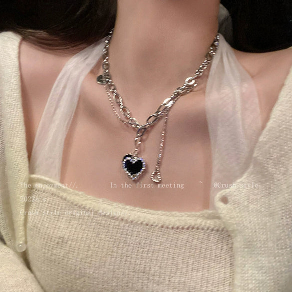 Pearl Necklace For Women Highend Light Luxury Heart Pendant Alloy Electroplating Design