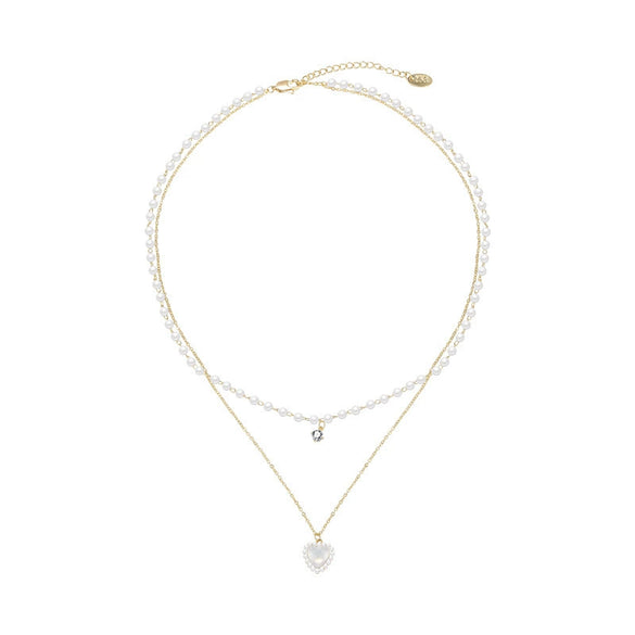 Pearl Necklace For Women Highend Light Luxury Heart Pendant Alloy Electroplating Design