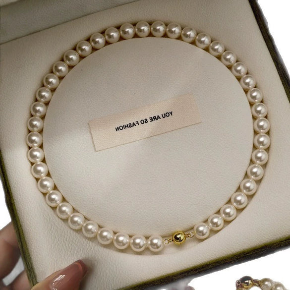Pearl Necklace For Women Light Luxury Purely Handmade Shijia Pearl Choker Collarbone Chain