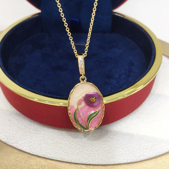 Pearl Necklace Freshwater Pearl Copper Universal Buckle Baroque Purple Painted Natural Style Flat Round Rose Buns Round