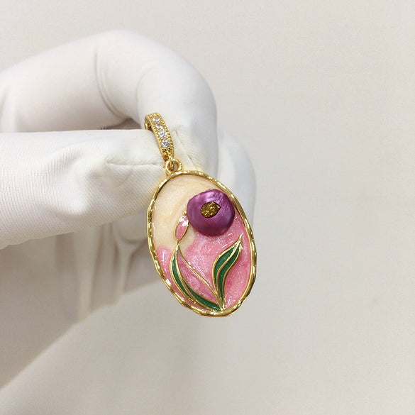 Pearl Necklace Freshwater Pearl Copper Universal Buckle Baroque Purple Painted Natural Style Flat Round Rose Buns Round