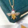 Pearl Necklace Freshwater Pearl Pendant Bee Inlay Copper With Chain Accessories