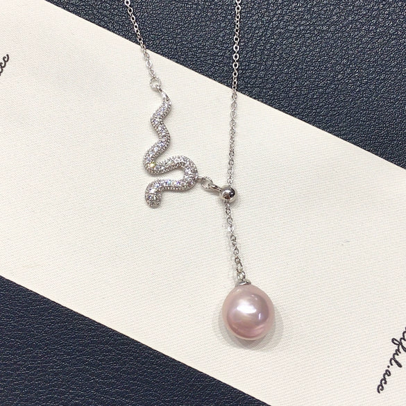 Pearl Necklace Freshwater Pearl Pendant Copper Material Round Baroque Fashion Minimalist Style