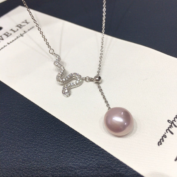 Pearl Necklace Freshwater Pearl Pendant Copper Material Round Baroque Fashion Minimalist Style