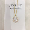 Pearl Necklace Freshwater Pearl Pendant Microinlaid Zircon Curly Flower Copper Minimalist Style