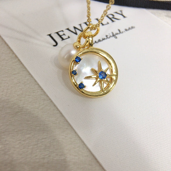 Pearl Necklace Freshwater Pearl Pendant Natural Sea Shell Mother Of Fritillaria Copper Minimalist Rice Shape Droplet Shape
