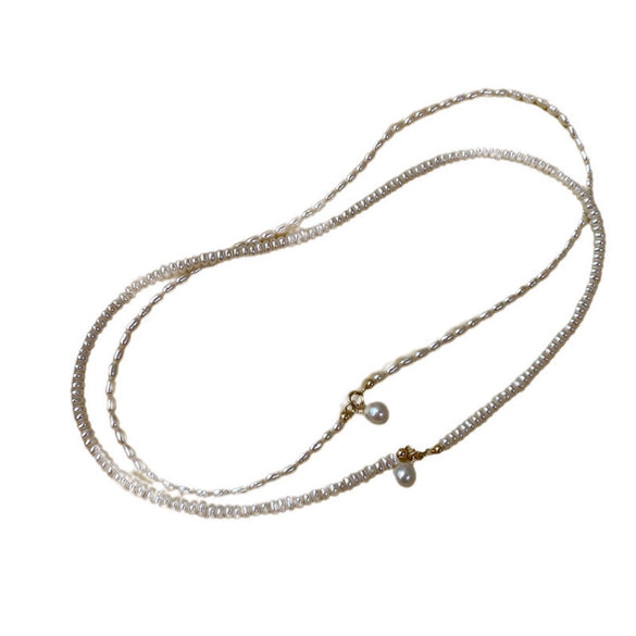 Pearl Necklace Freshwater Pearls Copper Rice Shape Droplet Shape Light Luxury Niche Cold Style Women's