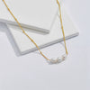 Pearl Necklace Gold Copper Plated Geometric Cuban Chain Style