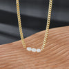 Pearl Necklace Gold Copper Plated Geometric Cuban Chain Style
