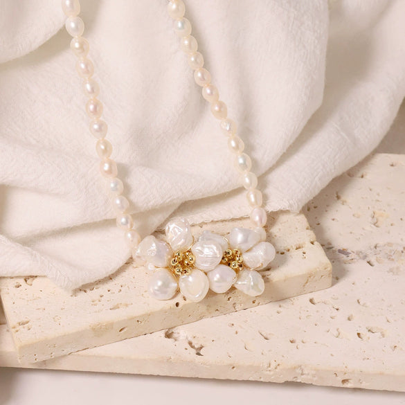 Pearl Necklace Handmade Natural Simple Geometric Light Luxury Women's Jewelry