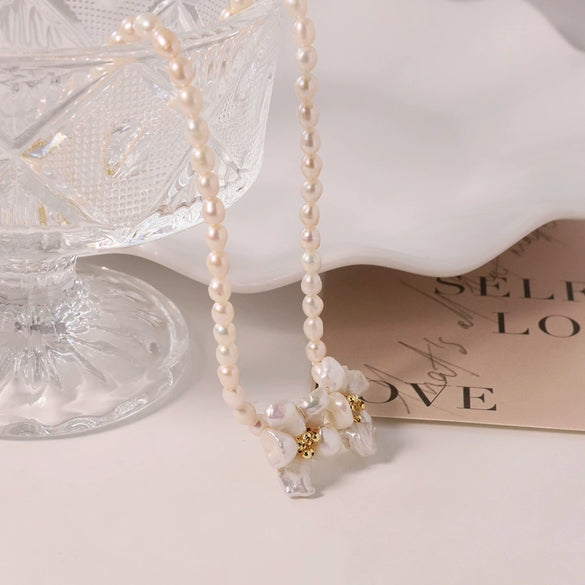 Pearl Necklace Handmade Natural Simple Geometric Light Luxury Women's Jewelry