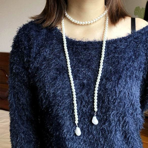 Pearl Necklace Jewelry Geometric Ball Chain Beaded Women's Accessories