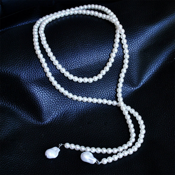 Pearl Necklace Jewelry Geometric Ball Chain Beaded Women's Accessories