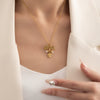 Pearl Necklace Leaf Pattern Titanium Steel Copper O Word Chain Electroplating For Women