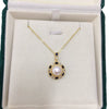 Pearl Necklace Natural Freshwater Pearl Pendant With Blue Zircon Micro Set Flat Round And Rose Buns Round Shape Copper Accessories