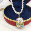 Pearl Necklace Natural Freshwater Pearl Square Pendant Copper Accessories Baroque Medieval Oil Painting Style