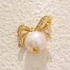 Pearl Necklace Pendant Bow Bucket Beads Zircon Copper Goldplated Jewelry