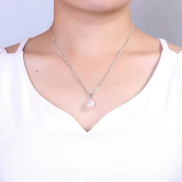 Pearl Necklace S925 Sterling Silver Riceshaped Freshwater Pearl Pendant Melon Clasp