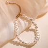 Pearl Necklace Stainless Steel Geometric Baroque Style For Women