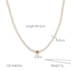 Pearl Necklace Stainless Steel Heartshaped Pendant Vacuum Plated For Women