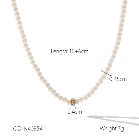 Pearl Necklace Stainless Steel Heartshaped Pendant Vacuum Plated For Women