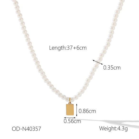 Pearl Necklace Stainless Steel Heartshaped Pendant Vacuum Plated For Women