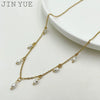 Pearl Necklace Stainless Steel 18K Gold Electroplated Tassel Pendant Necklace For Women