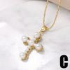 Pearl Necklace Women's Drop Oil Copper Electroplated Cross Clavicle Chain Simple Style Bamboo Chain
